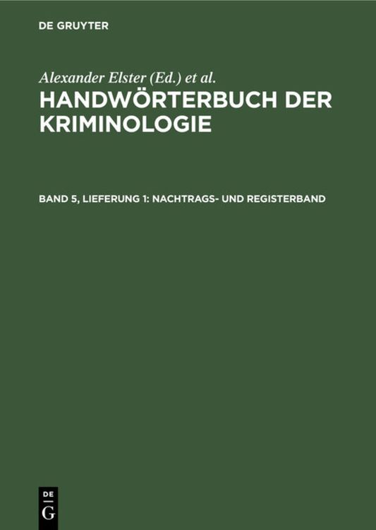 Produktbild: Handw&ouml;rterbuch der Kriminologie / Nachtrags- und Registerband
