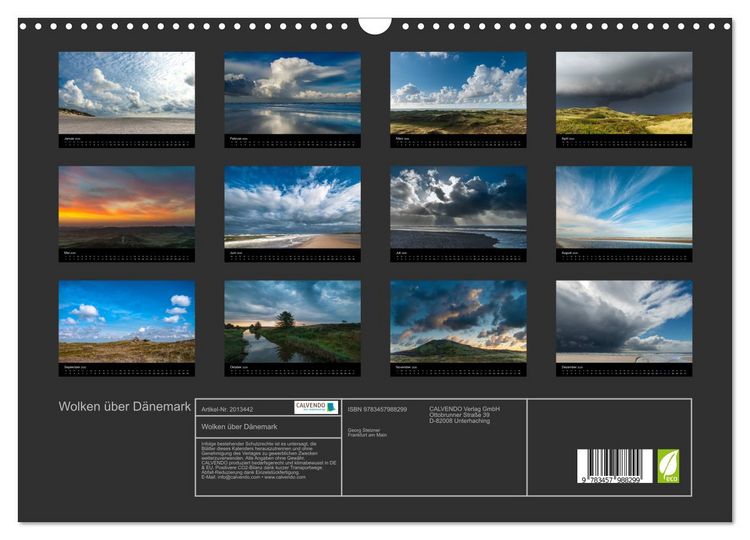 Produktbild: Wolken &uuml;ber D&auml;nemark (Wandkalender 2026 DIN A3 quer), CALVENDO Monatskalender