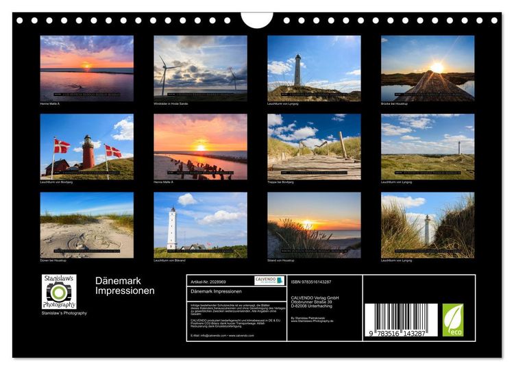 Produktbild: D&auml;nemark Impressionen (Wandkalender 2026 DIN A4 quer), CALVENDO Monatskalender