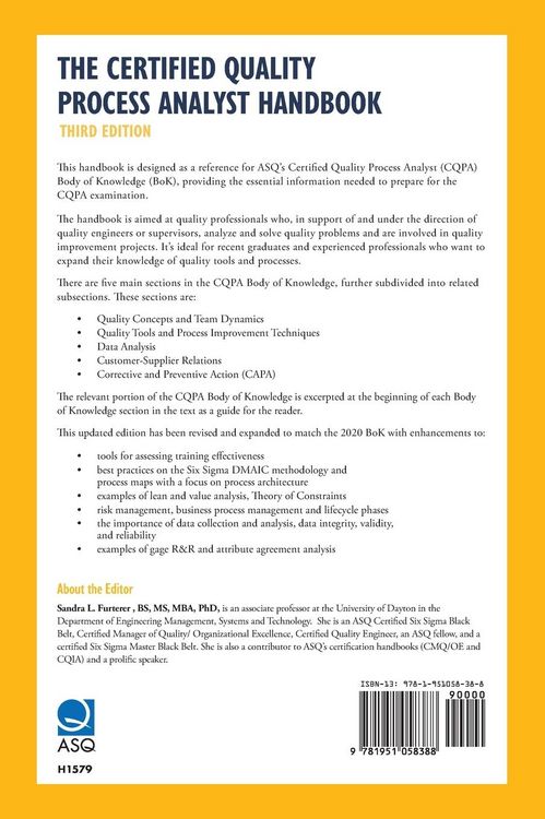 Produktbild: The ASQ Certified Quality Process Analyst Handbook