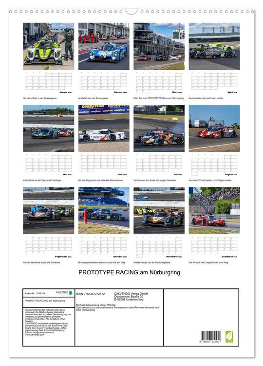 Produktbild: PROTOTYPE RACING am N&uuml;rburgring (Wandkalender 2026 DIN A2 hoch), CALVENDO Monatskalender