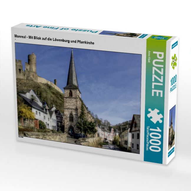 Produktbild: CALVENDO Puzzle Monreal - Mit Blick auf die L&ouml;wenburg und Pfarrkirche | 1000 Teile Lege-Gr&ouml;&szlig;e 64x48cm Foto-Puzzle f&uuml;r gl&uuml;ckliche Stunden