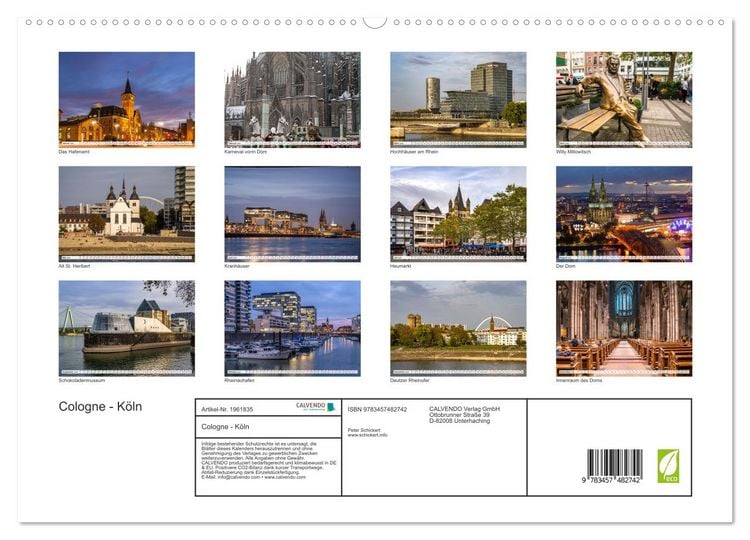 Produktbild: Cologne - K&ouml;ln (hochwertiger Premium Wandkalender 2026 DIN A2 quer), Kunstdruck in Hochglanz