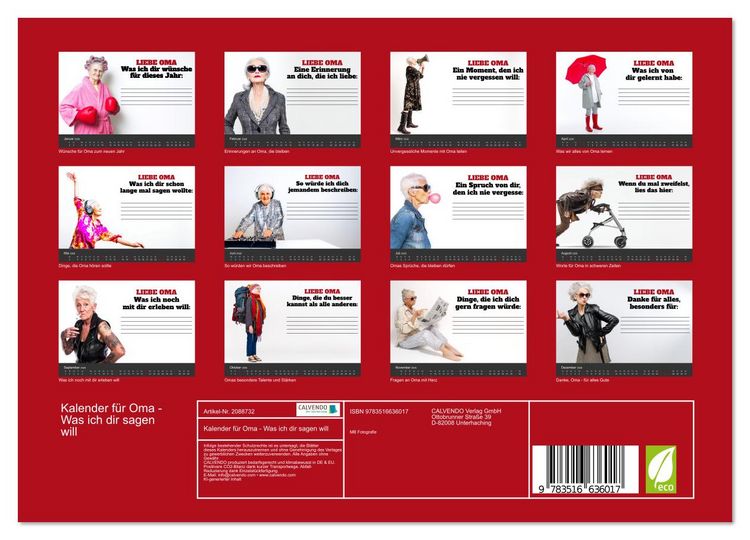 Produktbild: Kalender f&uuml;r Oma - Was ich dir sagen will (Wandkalender 2026 DIN A4 quer), CALVENDO Monatskalender