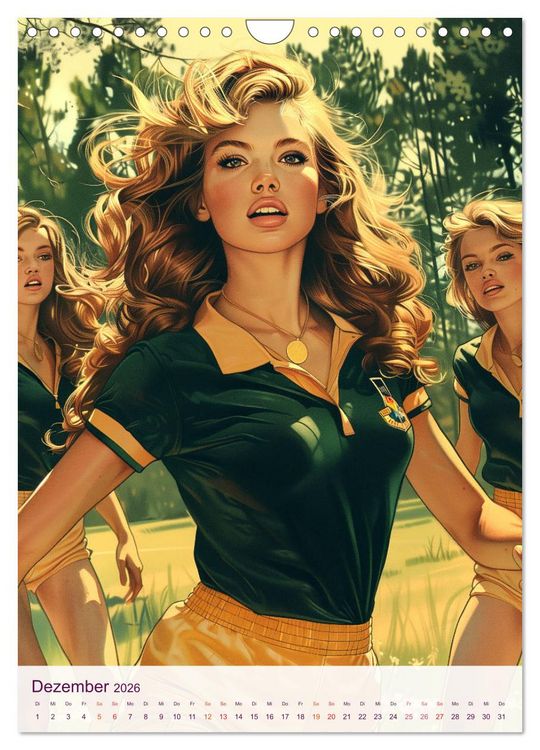 Produktbild: Frauenfu&szlig;ball - Old School Poster Style (Wandkalender 2026 DIN A4 hoch), CALVENDO Monatskalender