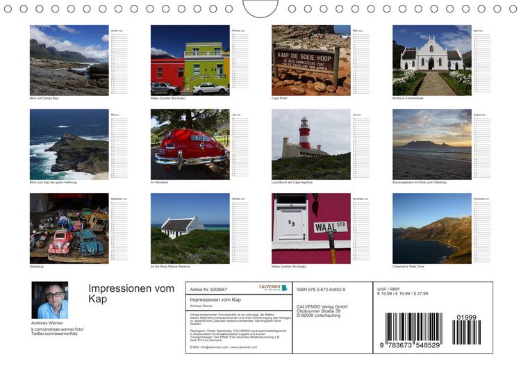 Produktbild: Impressionen vom Kap (Wandkalender 2022 DIN A4 quer)
