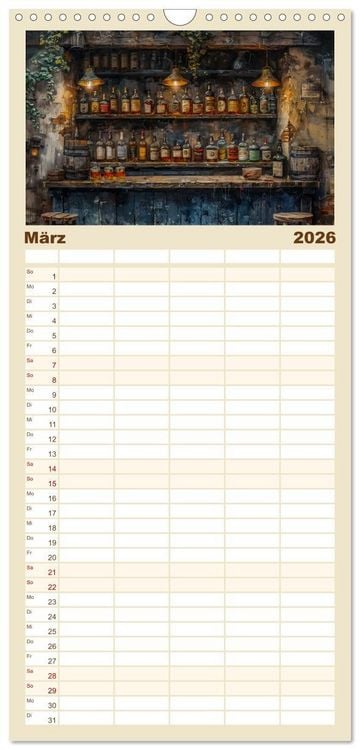 Produktbild: Familienplaner 2026 - Spirit of Whisky mit 5 Spalten (Wandkalender, 21 x 45 cm) CALVENDO