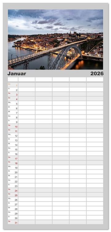Produktbild: Familienplaner 2026 - Ikonische Br&uuml;cken zwischen Geschichte und Gegenwart mit 5 Spalten (Wandkalender, 21 x 45 cm) CALVENDO