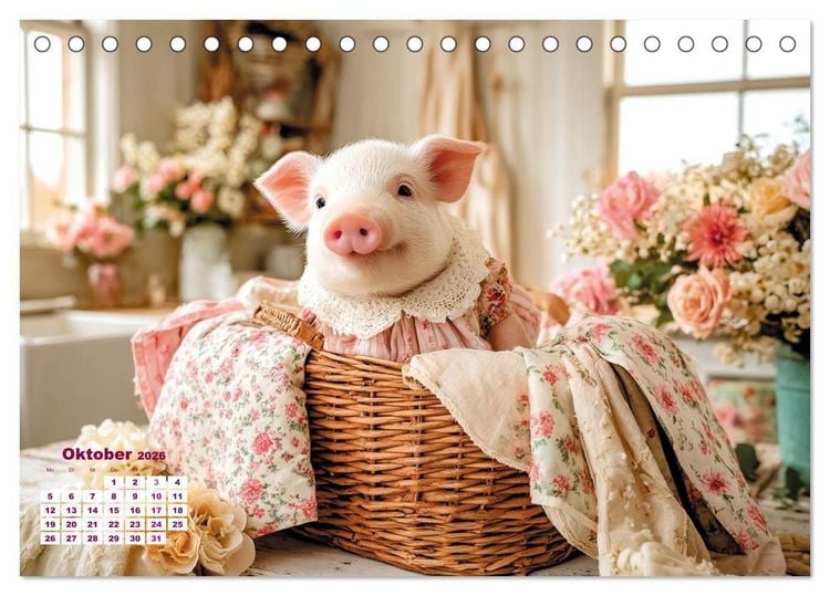 Produktbild: Vom Gl&uuml;ck, ein Schweinchen zu sein (Tischkalender 2026 DIN A5 quer), CALVENDO Monatskalender