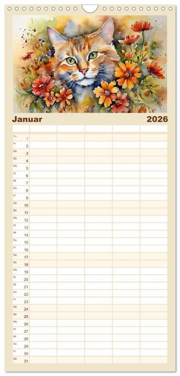 Produktbild: Familienplaner 2026 - Samtpfoten im Portrait mit 5 Spalten (Wandkalender, 21 x 45 cm) CALVENDO