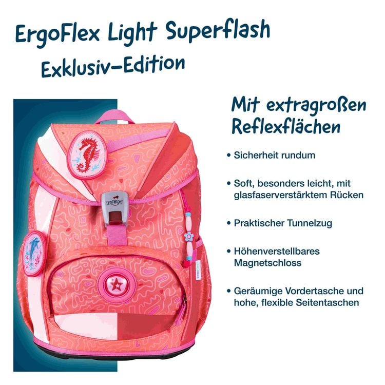 Produktbild: DerDieDas Schulranzen Set ErgoFlex Light Superflash, Schulranzen Set, 5tlg, Coral Reef