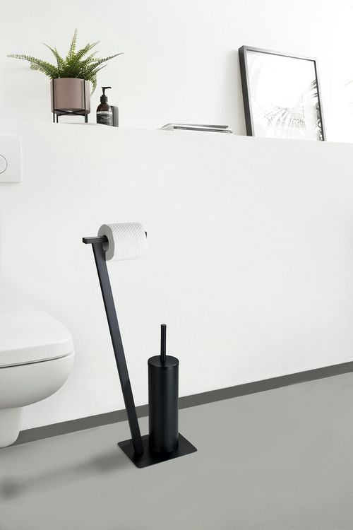 Produktbild: Stand WC-Garnitur Mod. Lirio Schwarz matt, mit viereckiger Bodenplatte