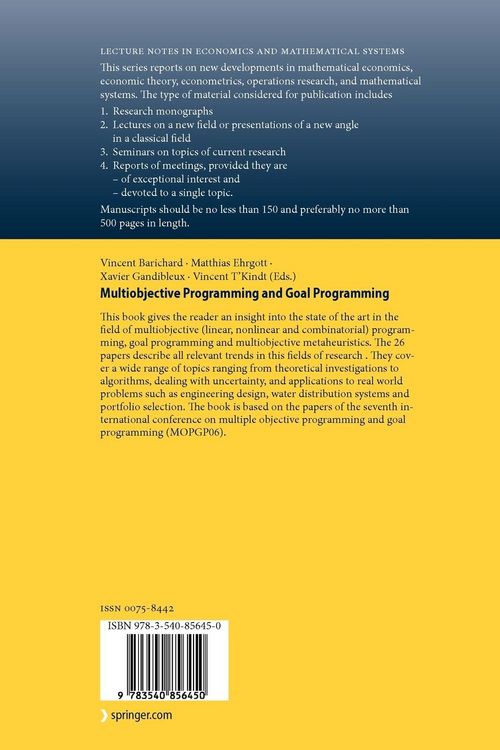 Produktbild: Multiobjective Programming and Goal Programming