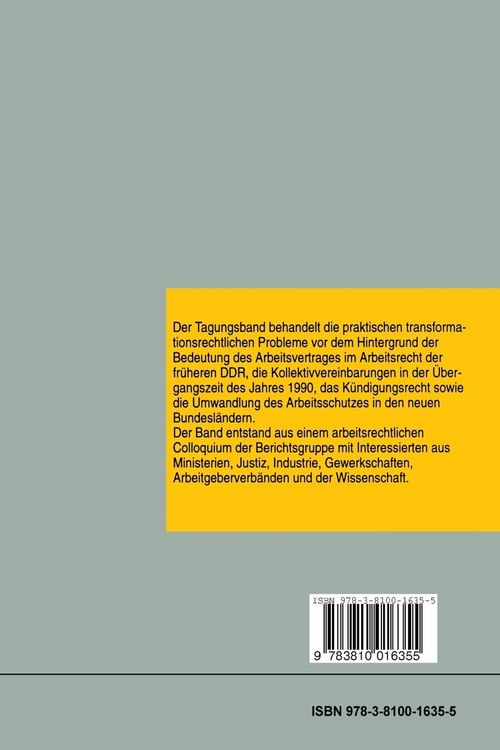 Produktbild: Transformation der Arbeitsrechtsordnung in den neuen Bundesl&auml;ndern