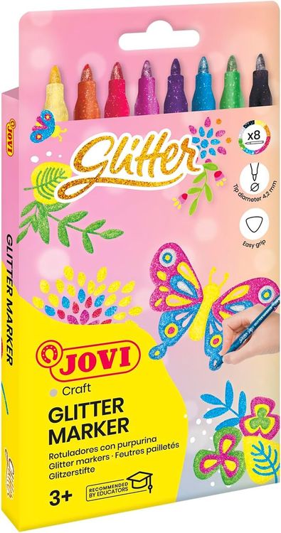Produktbild: JOVI Faserschreiber ergonomic glitter, 8er Set