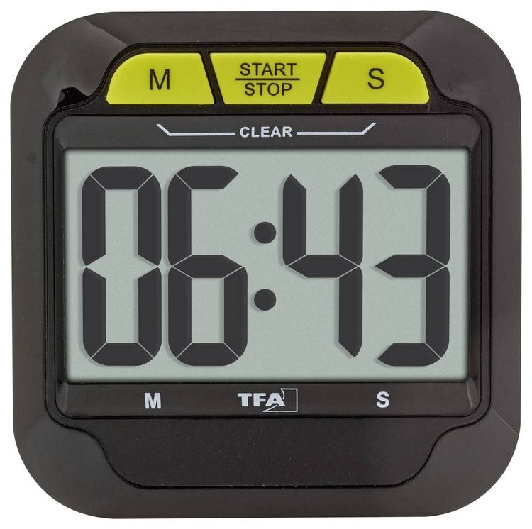 Produktbild: TFA Dostmann Digitaler Timer und Stoppuhr mit gro&szlig;en Ziffern Timer Schwarz digital