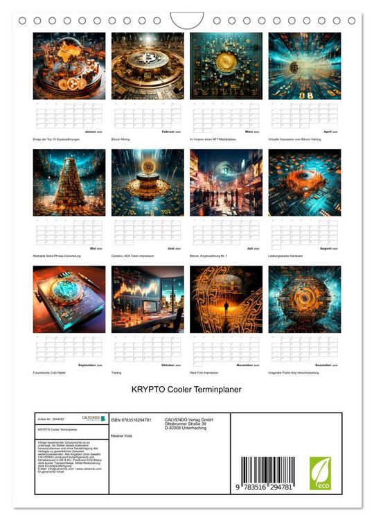 Produktbild: KRYPTO Cooler Terminplaner (Wandkalender 2026 DIN A4 hoch), CALVENDO Monatskalender