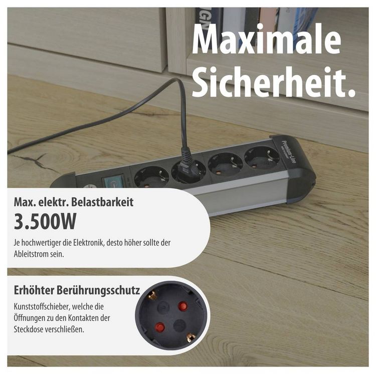 Produktbild: Brennenstuhl 1391030400 Steckdosenleiste mit Schalter Silber, Schwarz Schutzkontakt 1St.