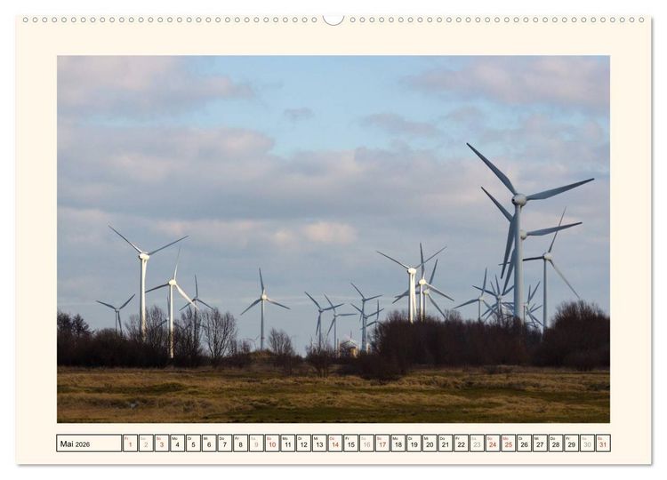 Produktbild: Windkraft in der Landschaft Ostfrieslands (hochwertiger Premium Wandkalender 2026 DIN A2 quer), Kunstdruck in Hochglanz