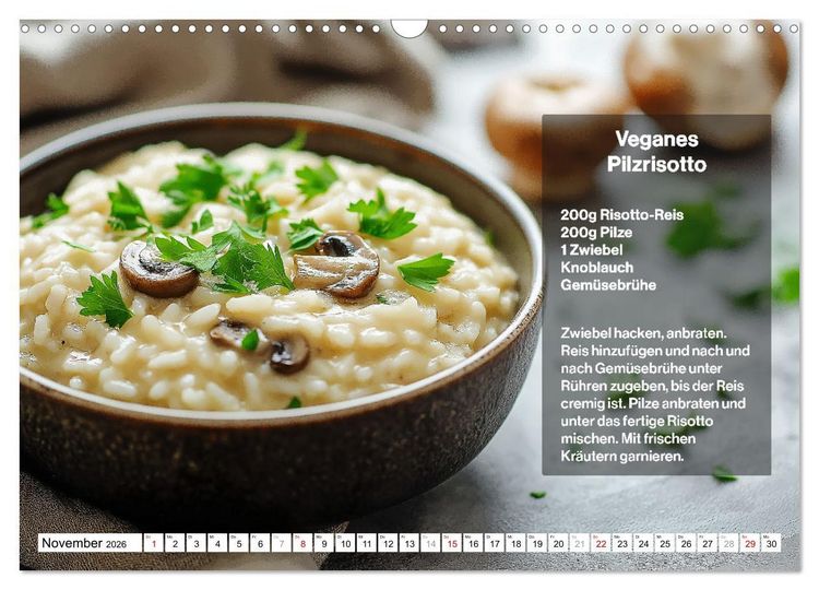 Produktbild: Veganes Soulfood - Leichte vegan Rezepte f&uuml;r jeden Monat (Wandkalender 2026 DIN A3 quer), CALVENDO Monatskalender