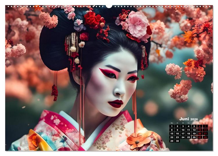 Produktbild: Geishas Portraits von japanischen Gastgeberinnen inspiriert (Wandkalender 2026 DIN A2 quer), CALVENDO Monatskalender