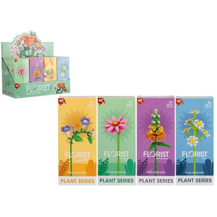 Produktbild: Display mit 12 Stk.: Flower Building Blocks, Serie 2, 4-fach sort., 16 cm