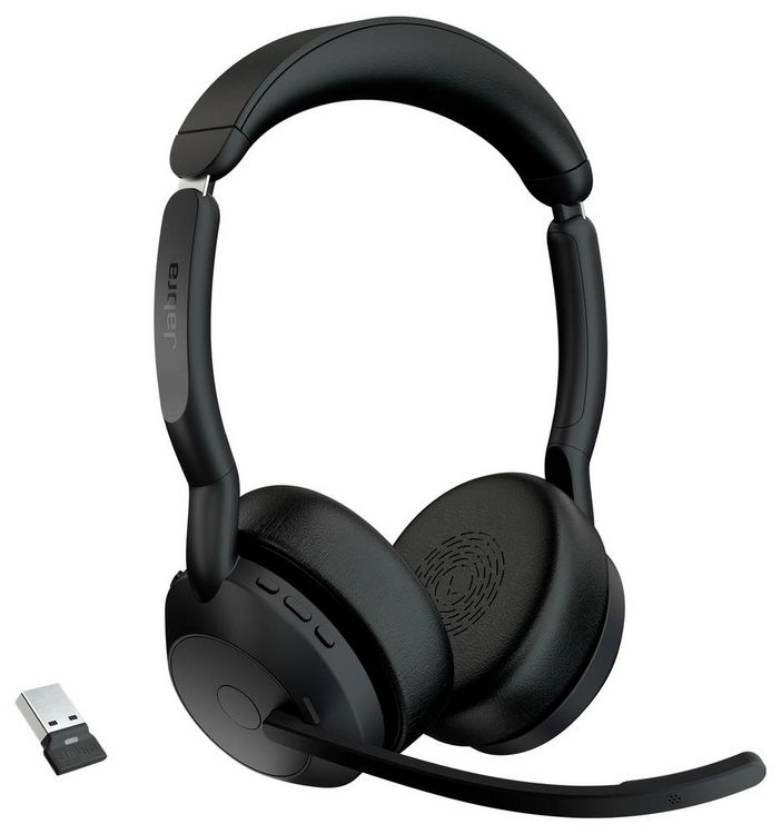 Produktbild: Jabra Evolve2 55 Link 380/390a UC Stereo On Ear Headset Bluetooth&reg; Stereo Schwarz Mikrofon-Rauschunterdr&uuml;ckung, Noise Cancelling Computer