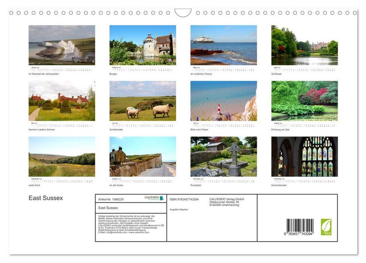 Produktbild: East Sussex (Wandkalender 2026 DIN A3 quer), CALVENDO Monatskalender