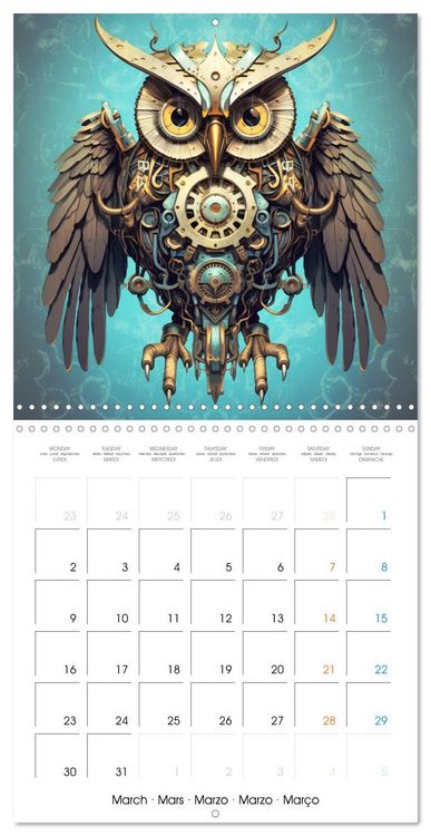 Produktbild: Cr&eacute;atures r&eacute;tro-m&eacute;caniques (Calendrier mural carr&eacute; 2026 30x30 cm) Calendrier double avec une page pour vos prises de notes
