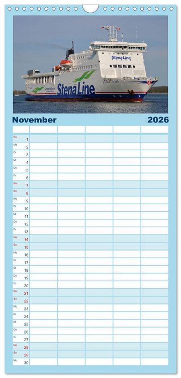 Produktbild: Familienplaner 2026 - Shipspotting Travem&uuml;nde mit 5 Spalten (Wandkalender, 21 x 45 cm) CALVENDO