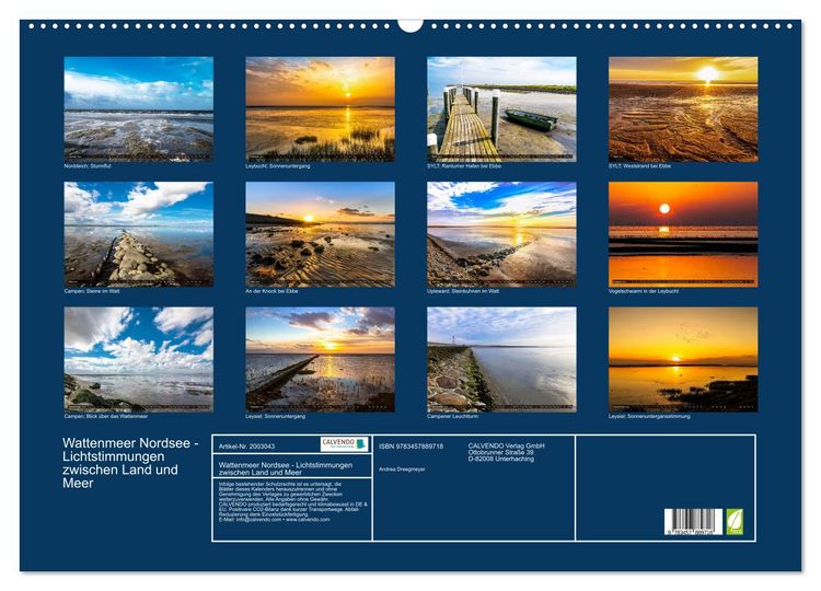 Produktbild: Wattenmeer Nordsee - Lichtstimmungen zwischen Land und Meer (Wandkalender 2026 DIN A2 quer), CALVENDO Monatskalender