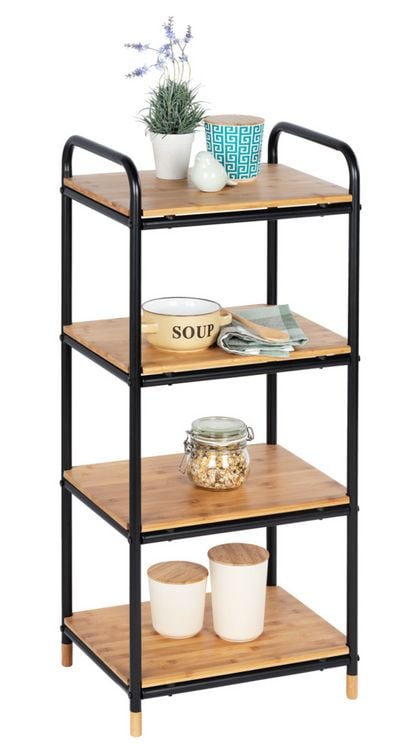 Produktbild: Regal Mod. Loft aus Bambus mit 4 Etagen, Badezimmerregal, Wohnregal