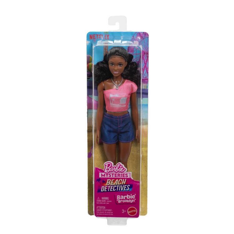 Produktbild: Barbie Mysteries: Beach Detectives Barbie Brooklyn Modepuppe mit unverkennbarem Outfit und Accessoires