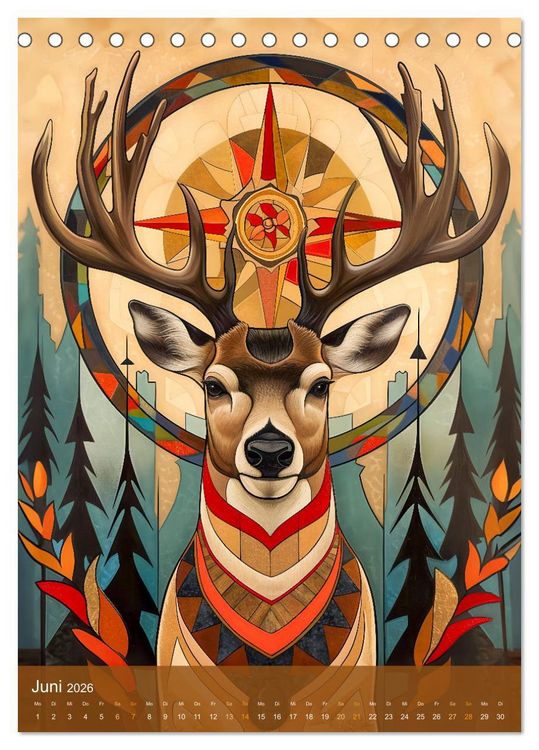 Produktbild: Totem-Tiere - Mythische Illustrationen von Krafttieren (Tischkalender 2026 DIN A5 hoch), CALVENDO Monatskalender