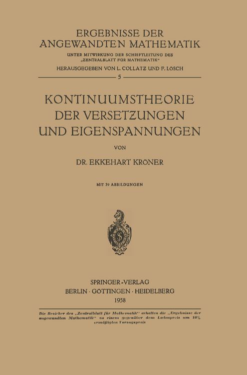 Produktbild: Kontinuumstheorie der Versetzungen und Eigenspannungen