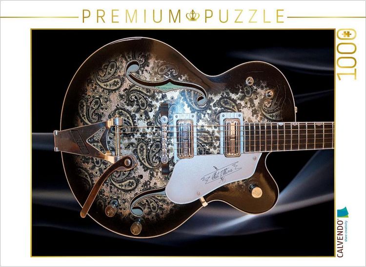Produktbild: CALVENDO Puzzle Jazz-Style E-Gitarre Black Paisley Relic | 1000 Teile Lege-Gr&ouml;&szlig;e 64x48cm Foto-Puzzle f&uuml;r gl&uuml;ckliche Stunden