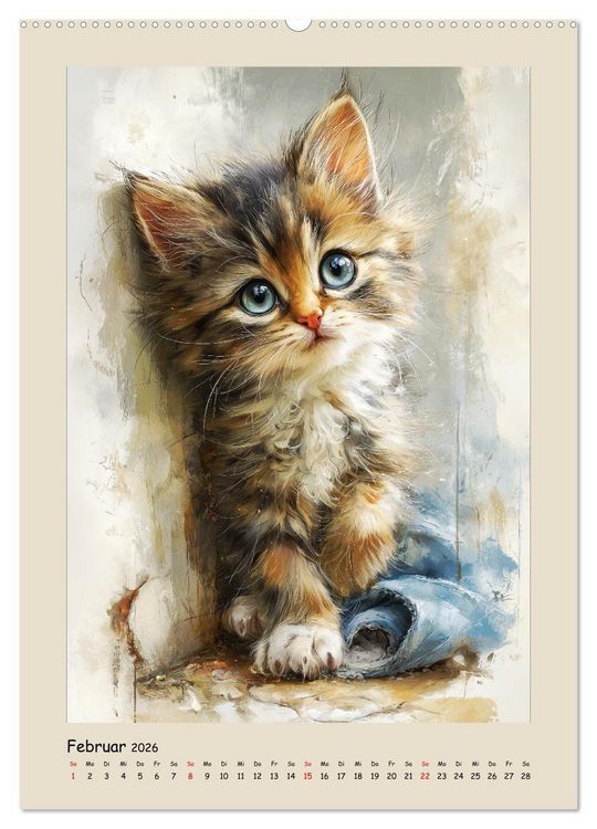 Produktbild: Katzen. Momente feliner Poesie in &Ouml;loptik (Wandkalender 2026 DIN A2 hoch), CALVENDO Monatskalender