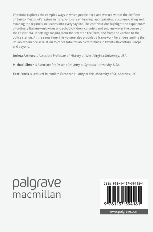 Produktbild: The Politics of Everyday Life in Fascist Italy