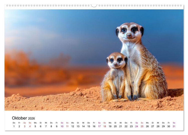 Produktbild: Erdm&auml;nnchen - klein, frech, neugierig (hochwertiger Premium Wandkalender 2026 DIN A2 quer), Kunstdruck in Hochglanz