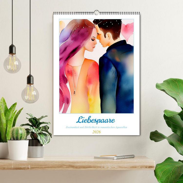 Produktbild: Liebespaare 2026. Zweisamkeit und Z&auml;rtlichkeit in romantischen Aquarellen (Wandkalender 2026 DIN A2 hoch), CALVENDO Monatskalender