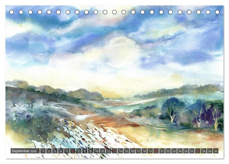 Produktbild: Landschaft in Aquarell (Tischkalender 2026 DIN A5 quer), CALVENDO Monatskalender