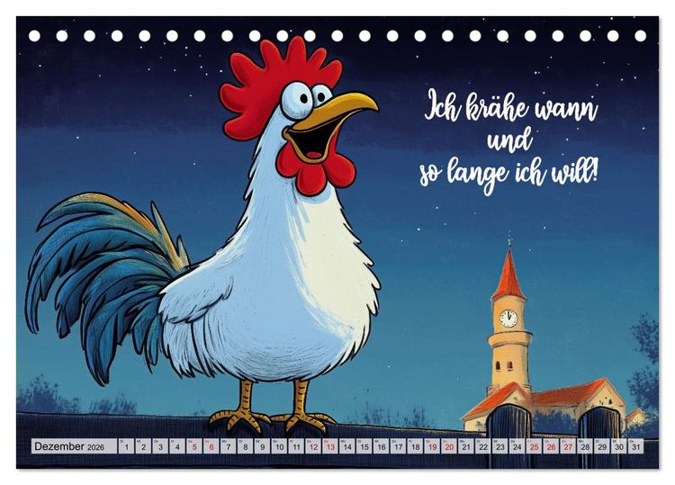 Produktbild: Verr&uuml;cktes H&uuml;hnervolk (Tischkalender 2026 DIN A5 quer), CALVENDO Monatskalender