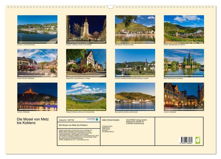 Produktbild: Die Mosel von Metz bis Koblenz (Wandkalender 2026 DIN A2 quer), CALVENDO Monatskalender