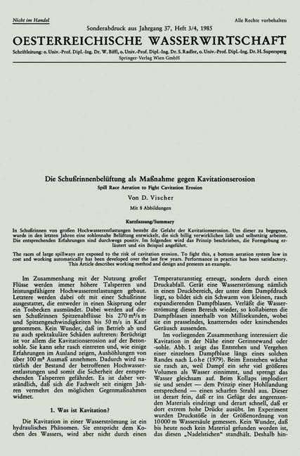 Produktbild: Die Schu&szlig;rinnenbel&uuml;ftung als Ma&szlig;nahme gegen Kavitationserosion