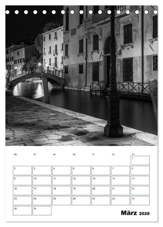 Produktbild: MONOCHROMES VENEDIG Klassische Momente (Tischkalender 2026 DIN A5 hoch), CALVENDO Monatskalender