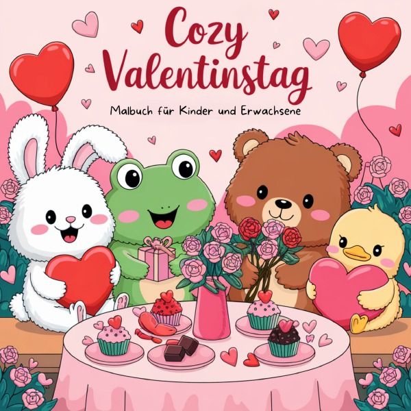 Produktbild: Cozy Valentinstag Malbuch f&uuml;r Kinder und Erwachsene