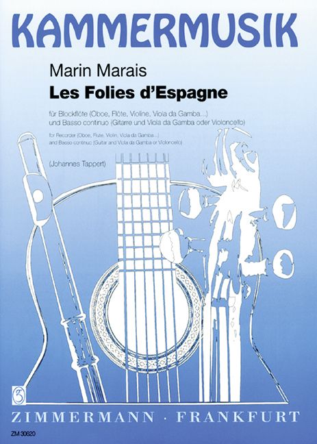 Produktbild: Les Folies d'Espagne, Blockfl&ouml;te (Oboe, Fl&ouml;te, Violine, Viola da gamba) und Basso continuo (Gitarre und Viola da gamba oder Violoncello)