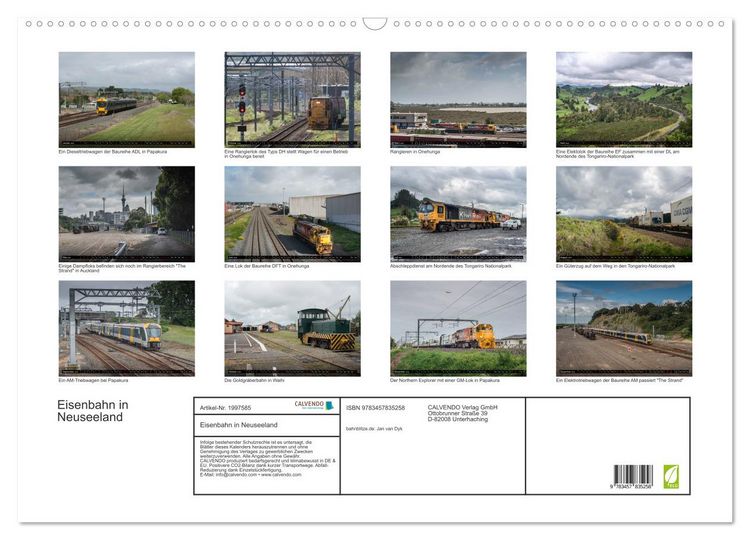 Produktbild: Eisenbahn in Neuseeland (Wandkalender 2026 DIN A2 quer), CALVENDO Monatskalender