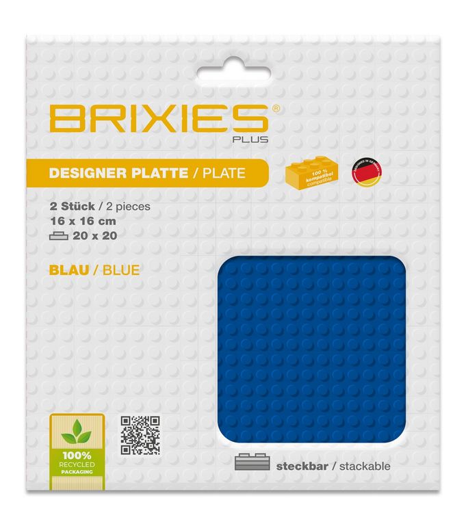 Produktbild: BRIXIES 225015 - Platte 20 x 20 Doppelpack blau, Bauplatten, 1 St&uuml;ck