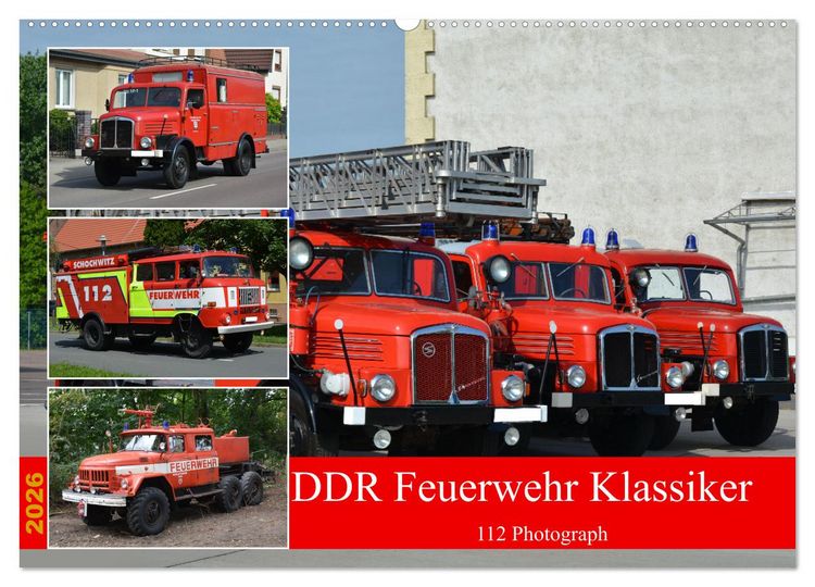 Produktbild: DDR Feuerwehr Klassiker (Wandkalender 2026 DIN A2 quer), CALVENDO Monatskalender
